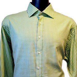 TAILORBYRD green check plaid button front shirt XXL